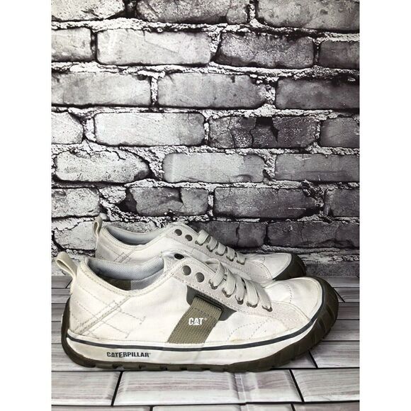 Caterpillar CAT Ivory Canvas Fabric Lace Low Top Work Shoes Men’s Sz 8M US/41EU - Picture 4 of 16